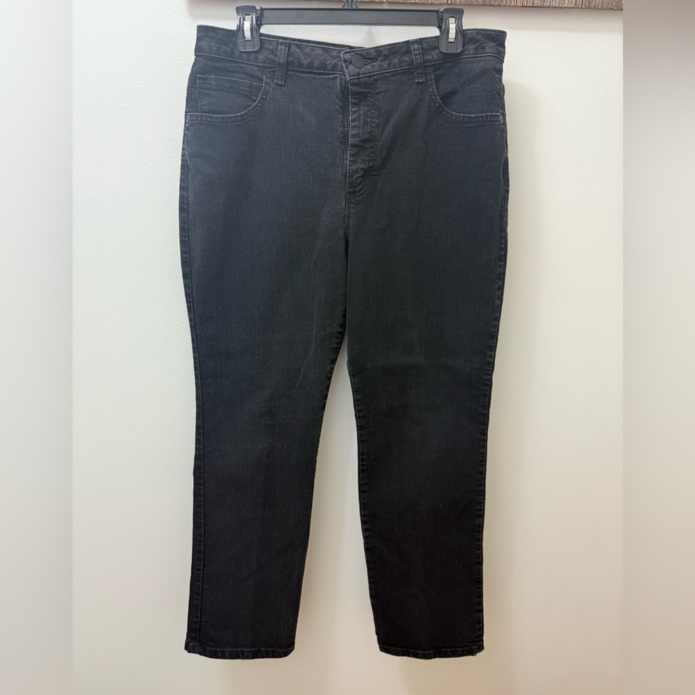 Lee Jeans Women's 14 Short Relaxed Straight Black Stretch Denim